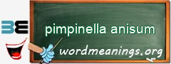 WordMeaning blackboard for pimpinella anisum